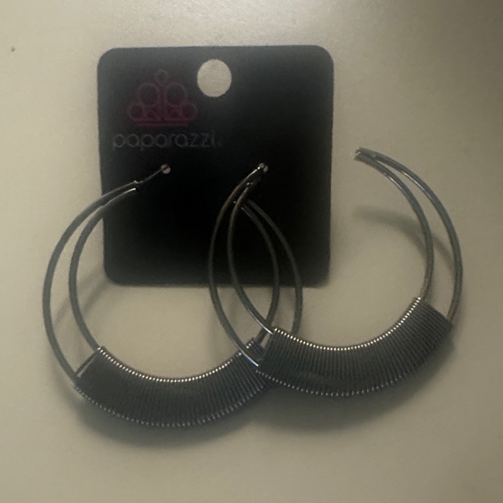 Paparazzi Textured Silver Hoop Earrings
